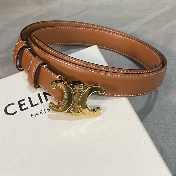 Celine Accessories - Celine Tan Leather Belt SZ 85